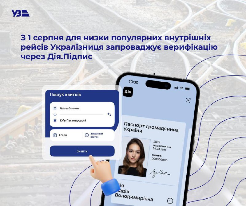 Укрзализныця вводит верификацию через Дию
