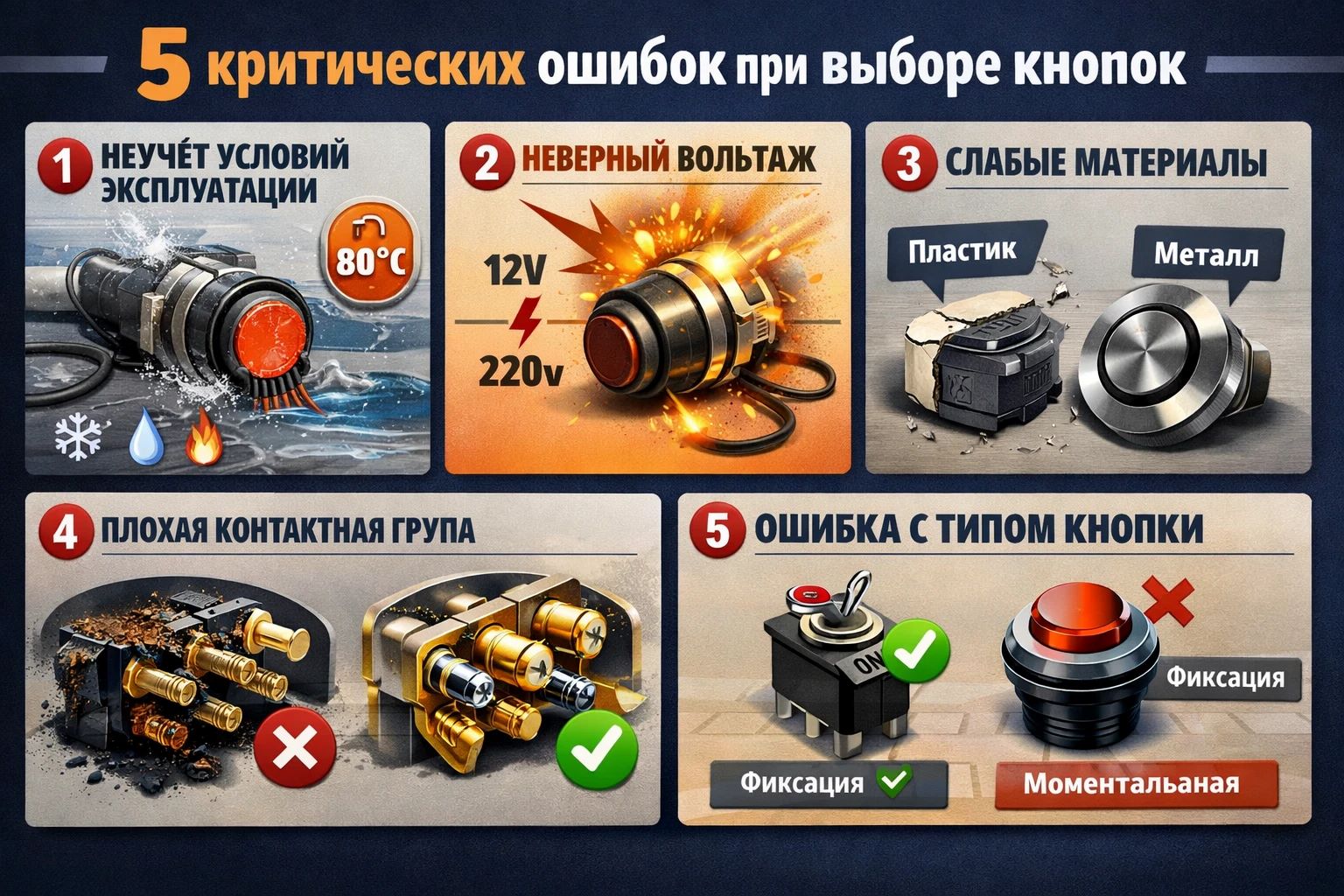 ошибки при выборе кнопок